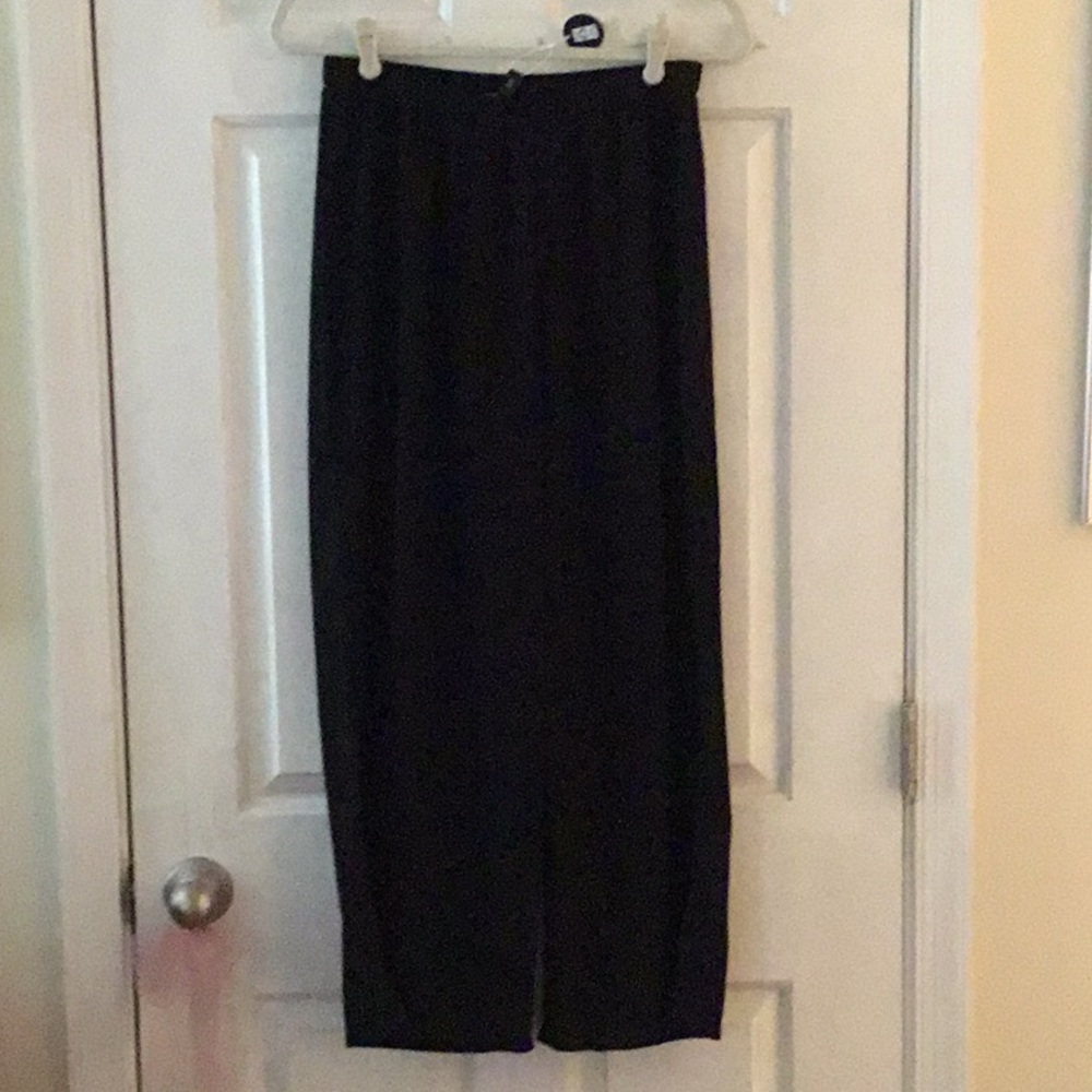 Eileen Fisher Petite Black Elastic Waist Crinkle Wide Ankle Pants NWT PS